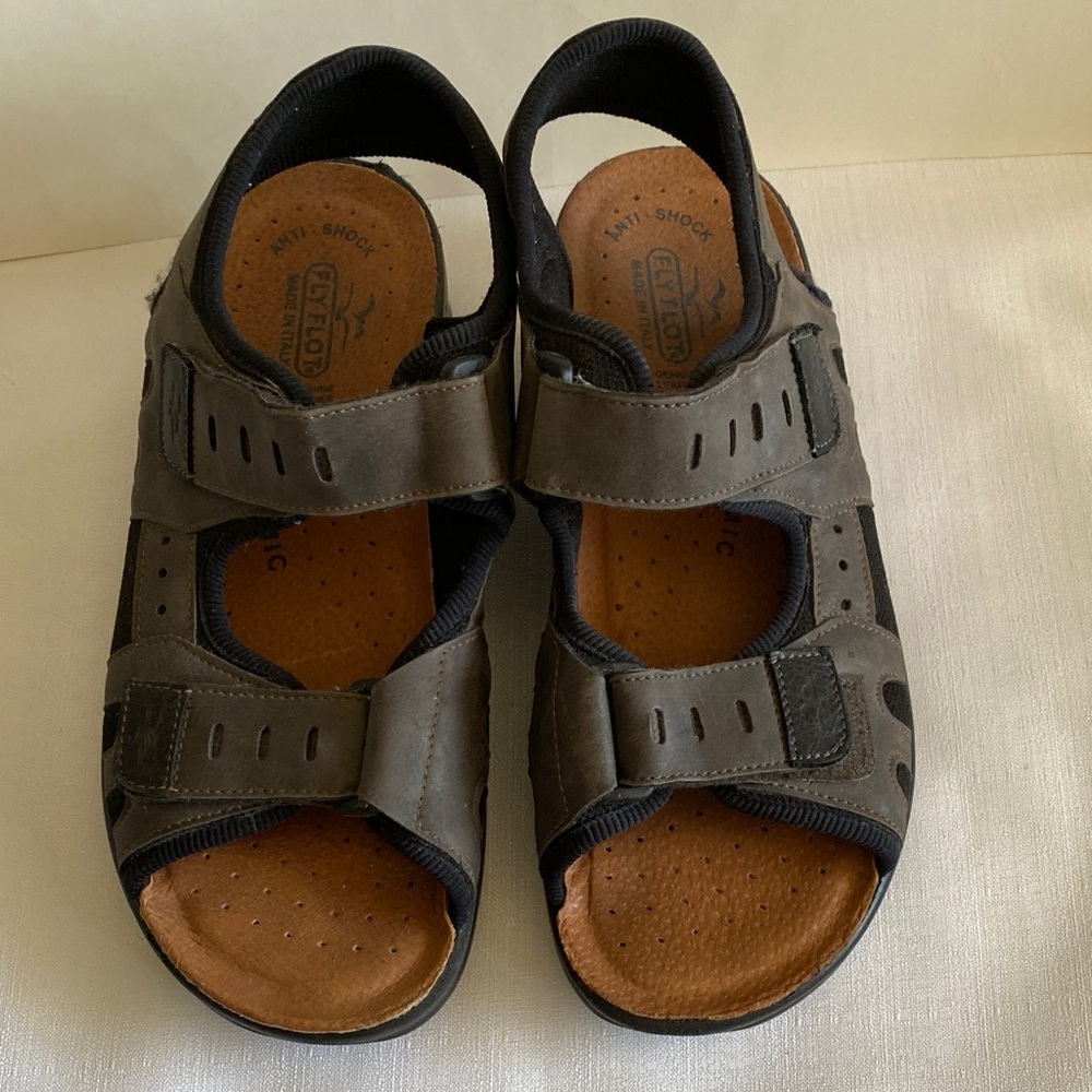 Fly Flot Anatomy Brown Leather Sandals Adjustable Straps Comfort Shoes 40 US 8.5